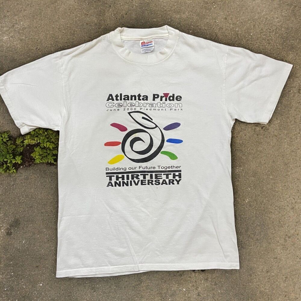 Hanes Vintage Atlanta Pride Celebration 2000 White T-Shirt Men's Size Medium